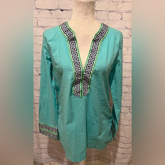 MacBeth collection turquoise tunic top Size Large - Picture 1 of 7